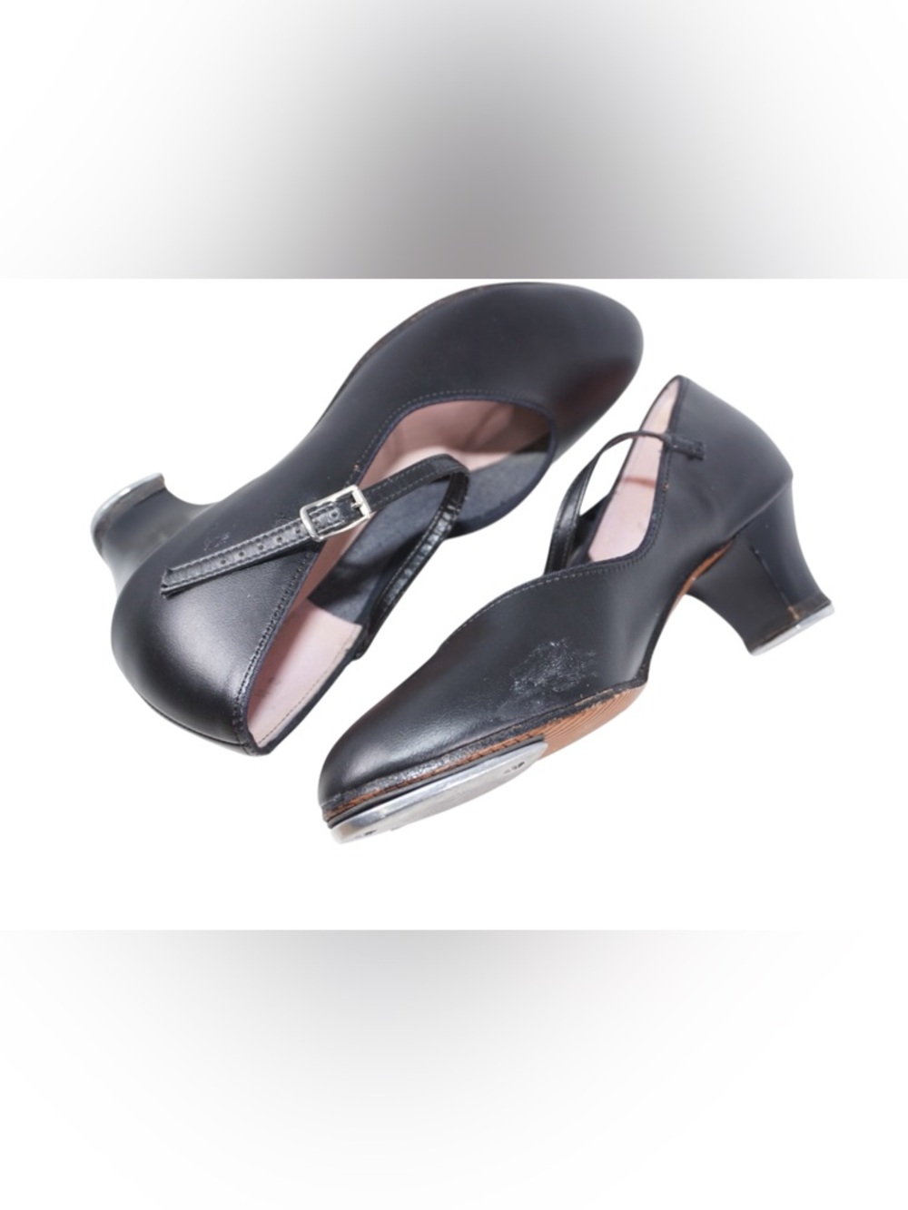 Capezio Black Leather Tele Tone Tap Mary Jane Tap Shoes - Size 8 - Picture 3 of 14